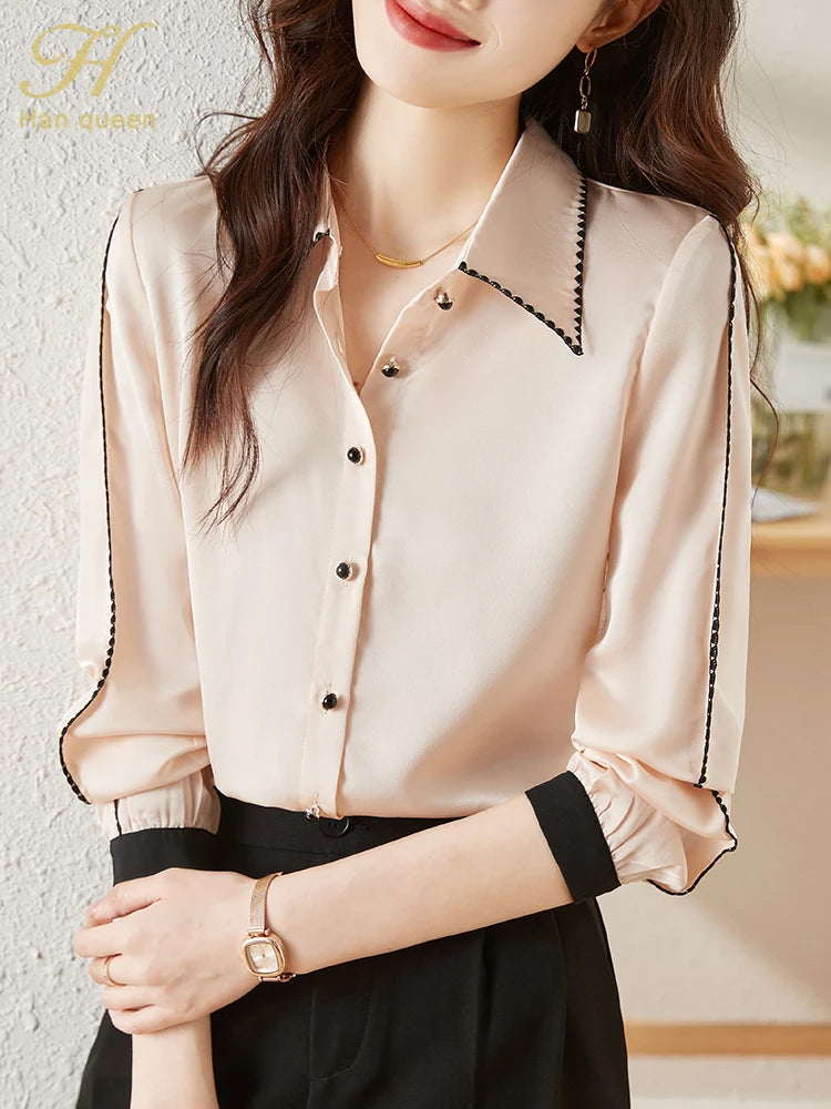 Colorblock Satin Blouse